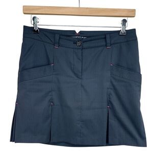 Nike Golf Tour Performance Dri Fit Black Gray Pinstripe Pleated Skort Womens 8